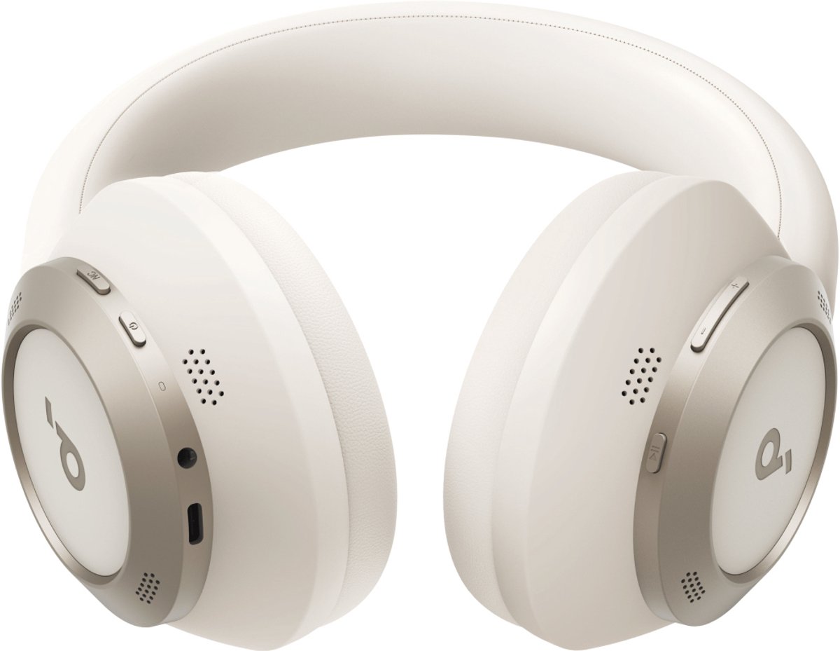 soundcore by Anker Space One Pro Draadloze Over-ear Koptelefoon Wit - Headphones - Active Noise Cancelling, Multipoint Connection, 60 uur Accuduur, Bluetooth 5.3, LDAC, Hi-Res Certified, klein opvouwbaar