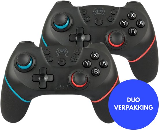 2x JustValue Draadloze Controller Geschikt voor Nintendo Switch & Switch 2 - Ergonomische Handvat Gripstand