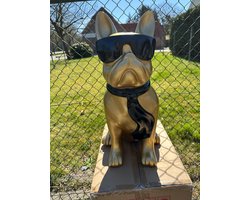 Statuette Bouledogue Français Goodyz - 60 cm de haut - avec lunettes - Diverse couleurs - Goud