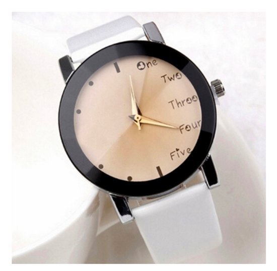 Hidzo Horloge One Two Three Ø 37 mm - Wit - In horlogedoosje