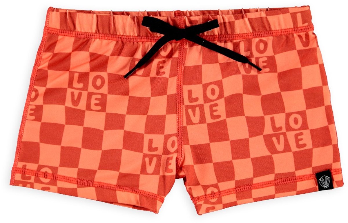 Beach & Bandits - Zwembroek - Checkered Love - UV Beschermd - Rood/Oranje - Geblokt - Maat XL