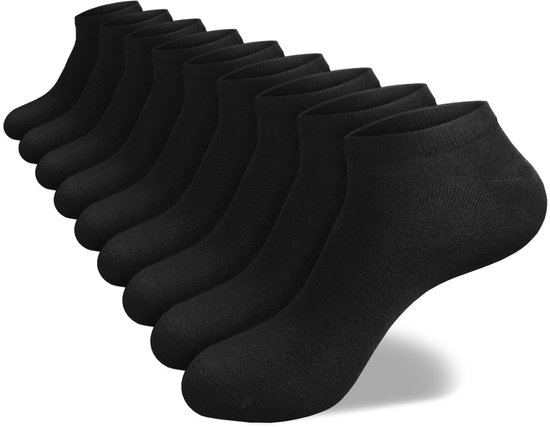 Calzera Premium Bamboo Sneakersokken - Bamboe Enkelsokken - Multipack 9 Paar - Duurzaam - Superzacht, Ademend & Naadloos - Ultiem Comfort - Dames & Heren - Zwart - Maat 47-50