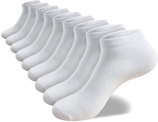 Calzera Premium Bamboo Sneakersokken - Bamboe Enkelsokken - Multipack 9 Paar - Duurzaam - Superzacht, Ademend & Naadloos - Ultiem Comfort - Dames & Heren - Wit - Maat 43-46