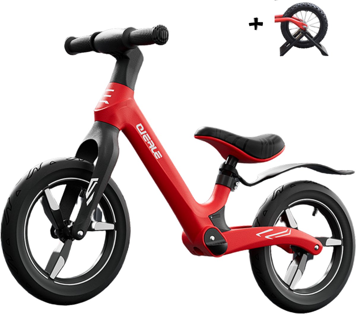 E-shop4u® – Loopfiets Cierle 12inch – 2 jaar, 3 jaar en 4 jaar - Luchtbanden - Stoere Loopfiets voor Kinderen – Duurzame Frame – Rood