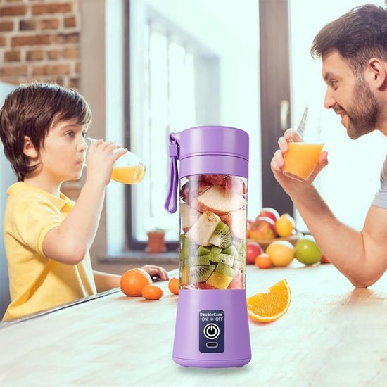 SEVENMOON® Mini Blender To Go - Draadloze Smoothie Maker, USB Oplaadbaar, Compact 380ml - Paars van SEVENMOON® — afbeelding 2