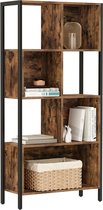 MIRA Home – Boekenkast Industrieel – Open Kast met Planken – Hout en Metaal – Opbergkast Woonkamer en Kantoor – 74x29,6x154,5 cm