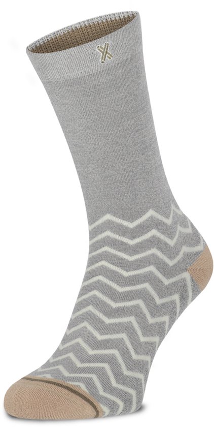 XPOOOS chaussettes femme bambou graphisme essentiel zigzag gris - 35-38