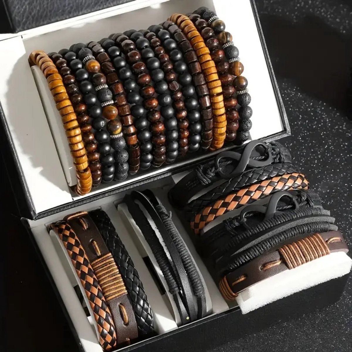 Nivard Armband - Staal - Nep Zilver - Heren - 24 pcs - Kralen