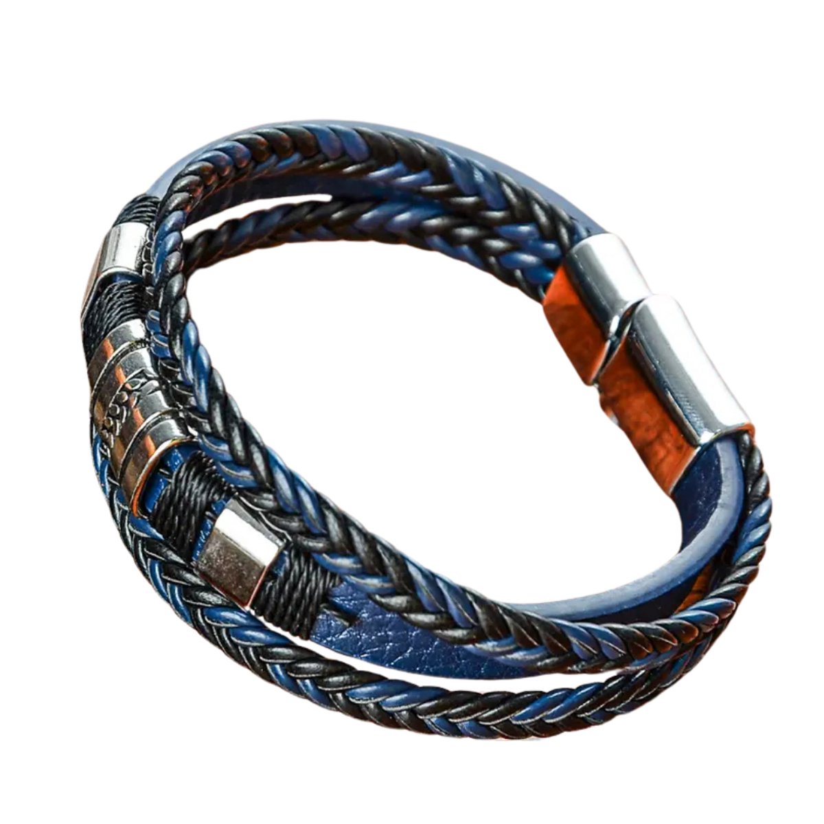 Nivard Armband - Staal - Nep Zilver - Heren - Blauw