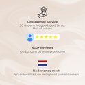 Uitstekende service: 30 dagen niet goed, geld terug. 400+ reviews op bol.com. Nederlands merk.