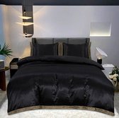 Beauty Silk Dekbedovertrek Satijn Lace Zwart 240x200/220 cm + 2 kussenslopen