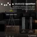 Lumina statief met ABS platform en stevig aluminium, makkelijk op te zetten en op te bergen.