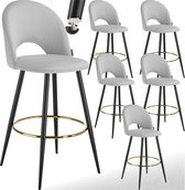 Bol.com tectake® - Set van 6 Barkrukken Sachel - Gestoffeerde Barkruk met rugleuning - Barstoelen - Ergonomische Barstoel met vo... aanbieding
