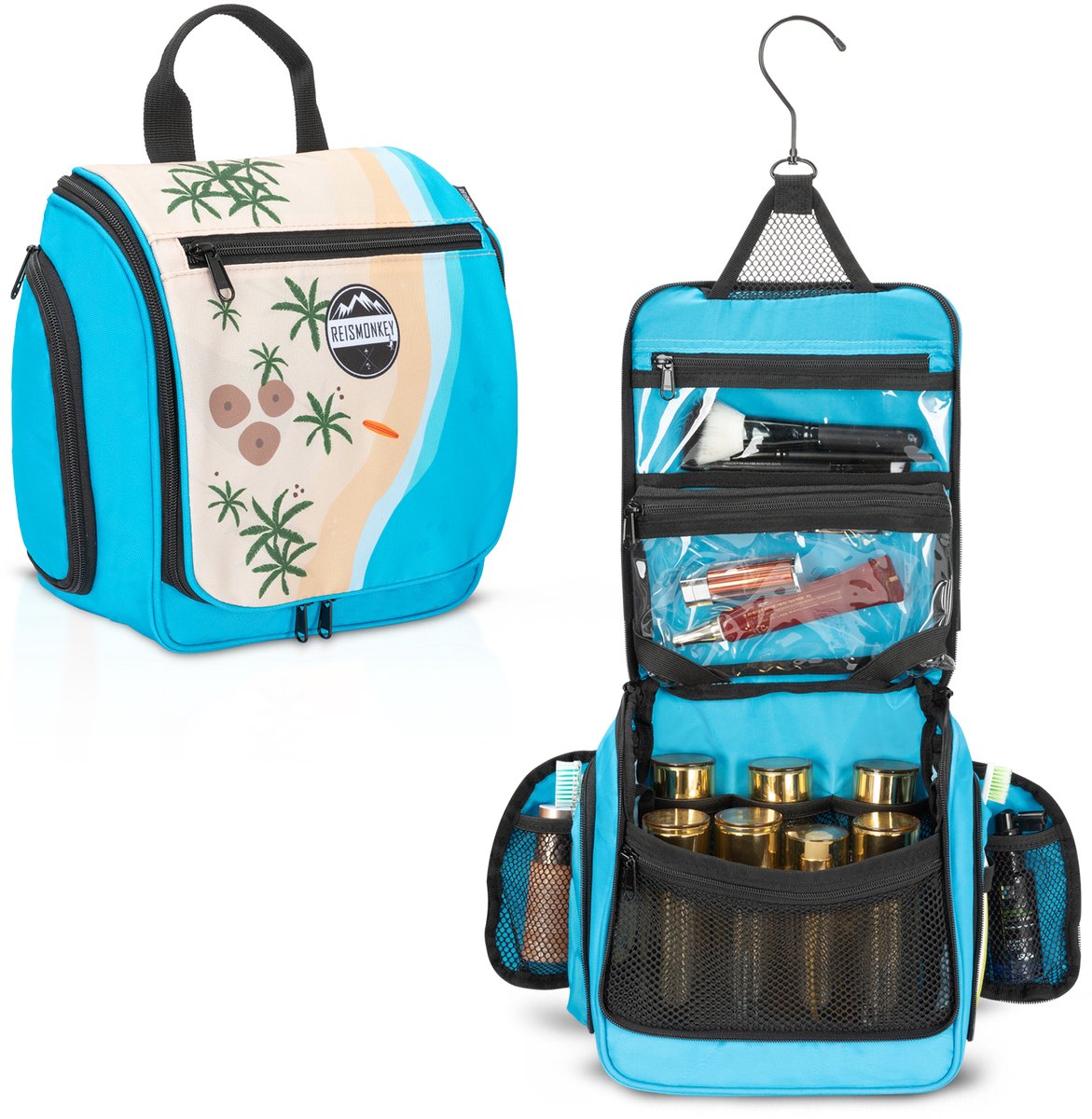 Toilettas met haak 360 - Reismonkey - Beach - Hangend - Dames en heren - Waterdicht - Draaibare XL haak