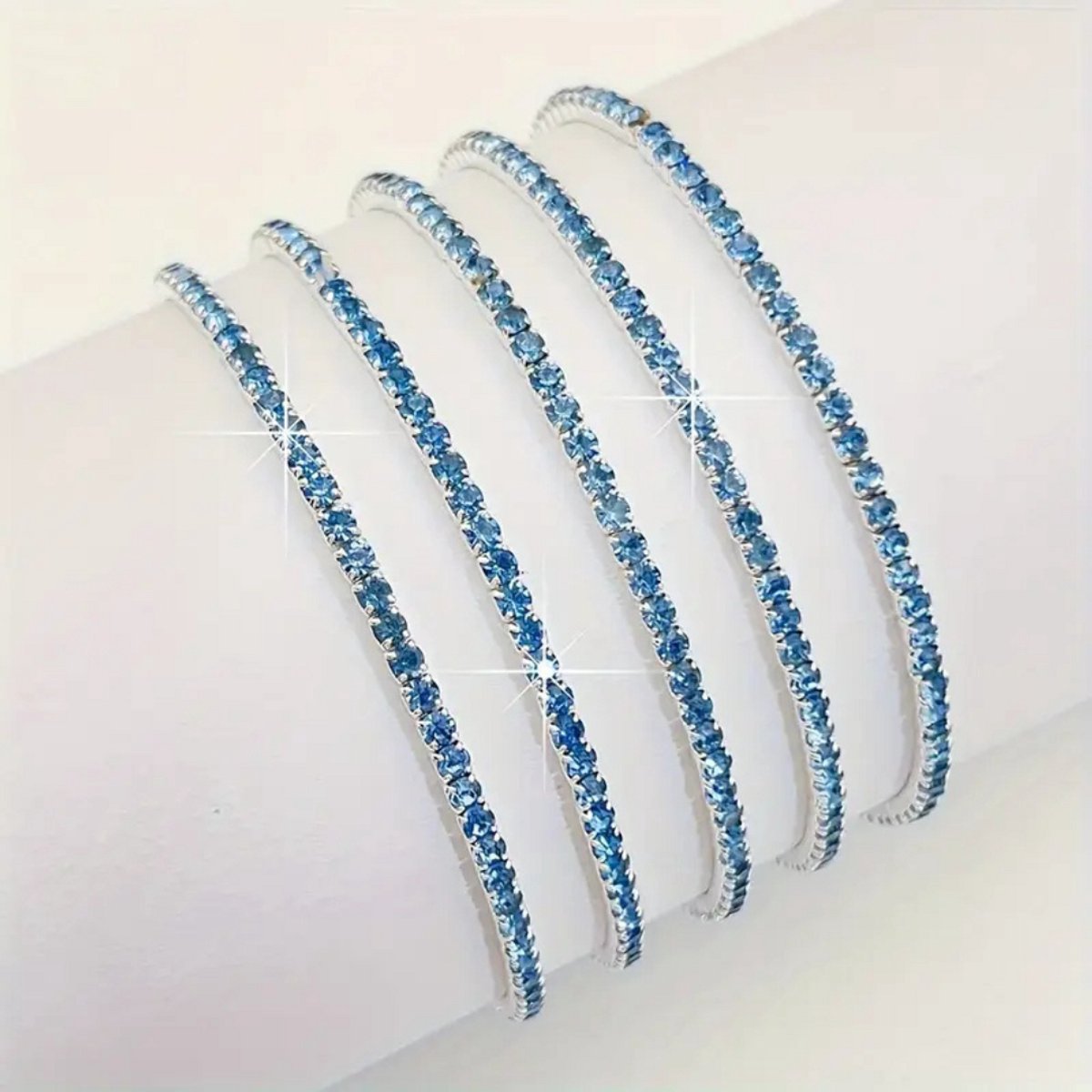 Nivard Armband - Staal - Nep Zilver - Dames - 5 St - Zilver/Blauw