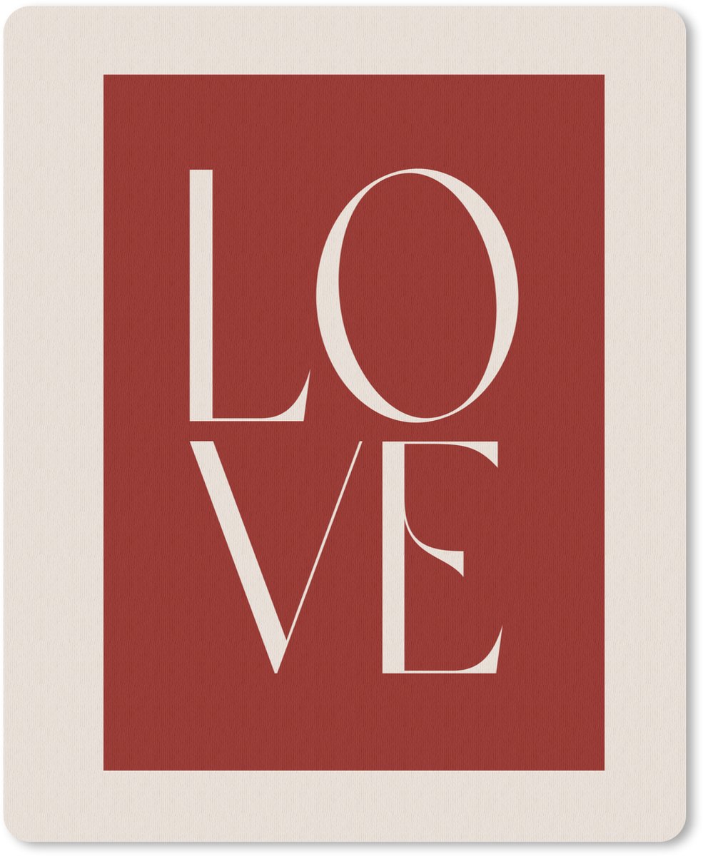 Muismat 19x23 cm - Mousepad Love - Rood - Minimalistisch - Muismatten
