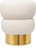 Pouf Teddy Kadirelli - 41 cm x 40 cm - Wit / Or - Velours - Velours - Hotel Chique