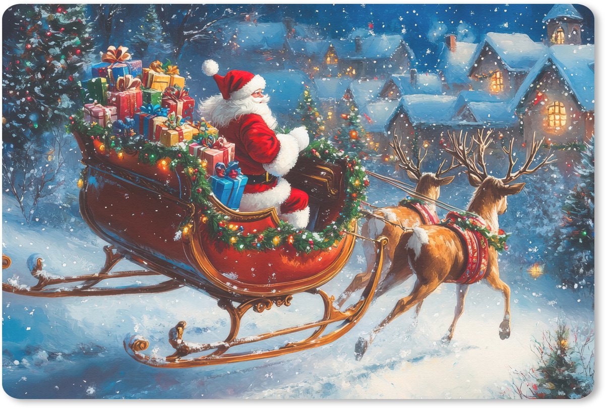 Muismat 27x18 cm - Mousepad Kerstman - Rendier - Kerst - Sneeuw - Muismatten