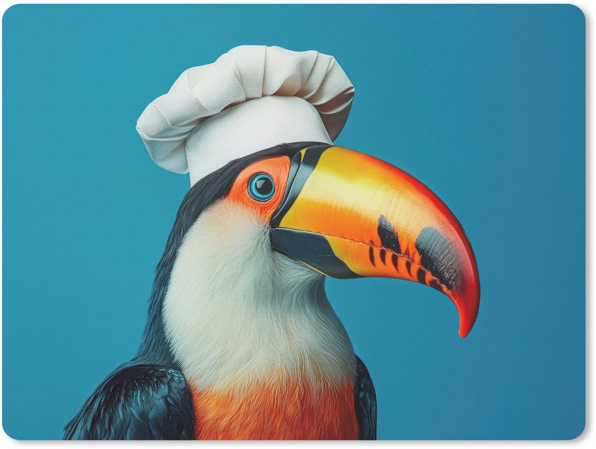 Muismat 23x19 cm - Mousepad Toekan - Papegaai - Vogel - Koksmuts - Muismatten