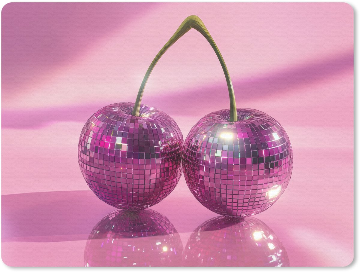 Muismat 23x19 cm - Mousepad Glitter - Discobol - Roze - Kersen - Muismatten