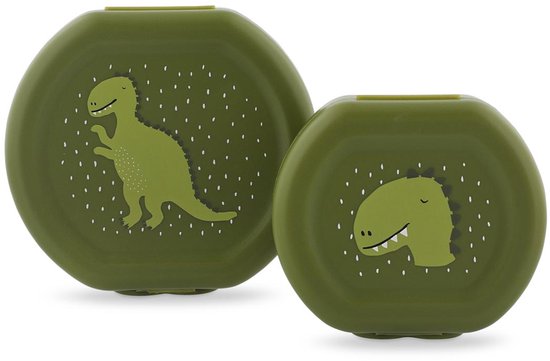 Trixie Set de deux boîtes à goûter avec clip - Mr. Dino - Facile à ouvrir - Sans BPA - Pour École et les Bébé en route