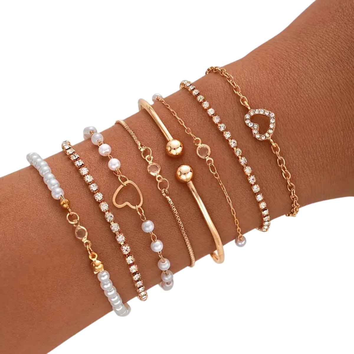 Nivard Armband - Staal - Nep Zilver - Dames - 8 St - Nep Goud