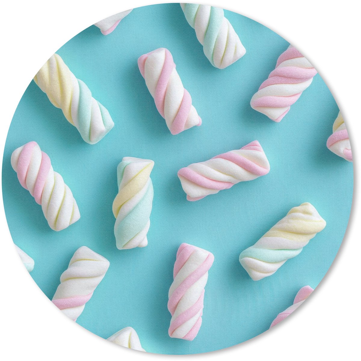 Muismat rond 20x20 cm - Mousepad Spekjes - Pastel - Snoep - Blauw - Ronde muismatten