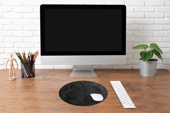 Muismat rond 40x40 cm - Mousepad Zwart - Verf - Ronde muismatten