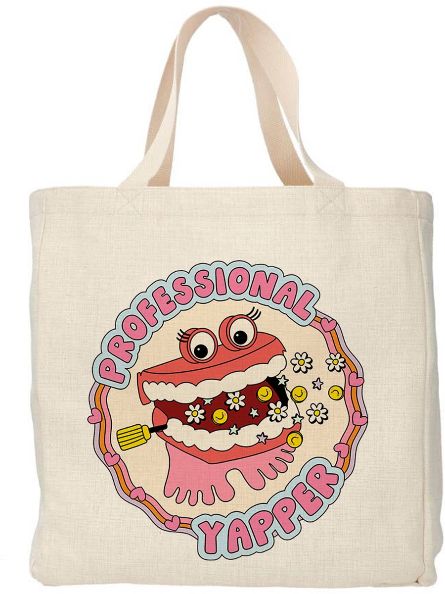 Creasowl® - Professional Yapper - Boodschappentas 38 x48 cm - Polylinnen- Grappige tas - Shopper - Canvas tas - Boodschappen tas - Totebag - Schoudertas - Draagtas - Sarcasme