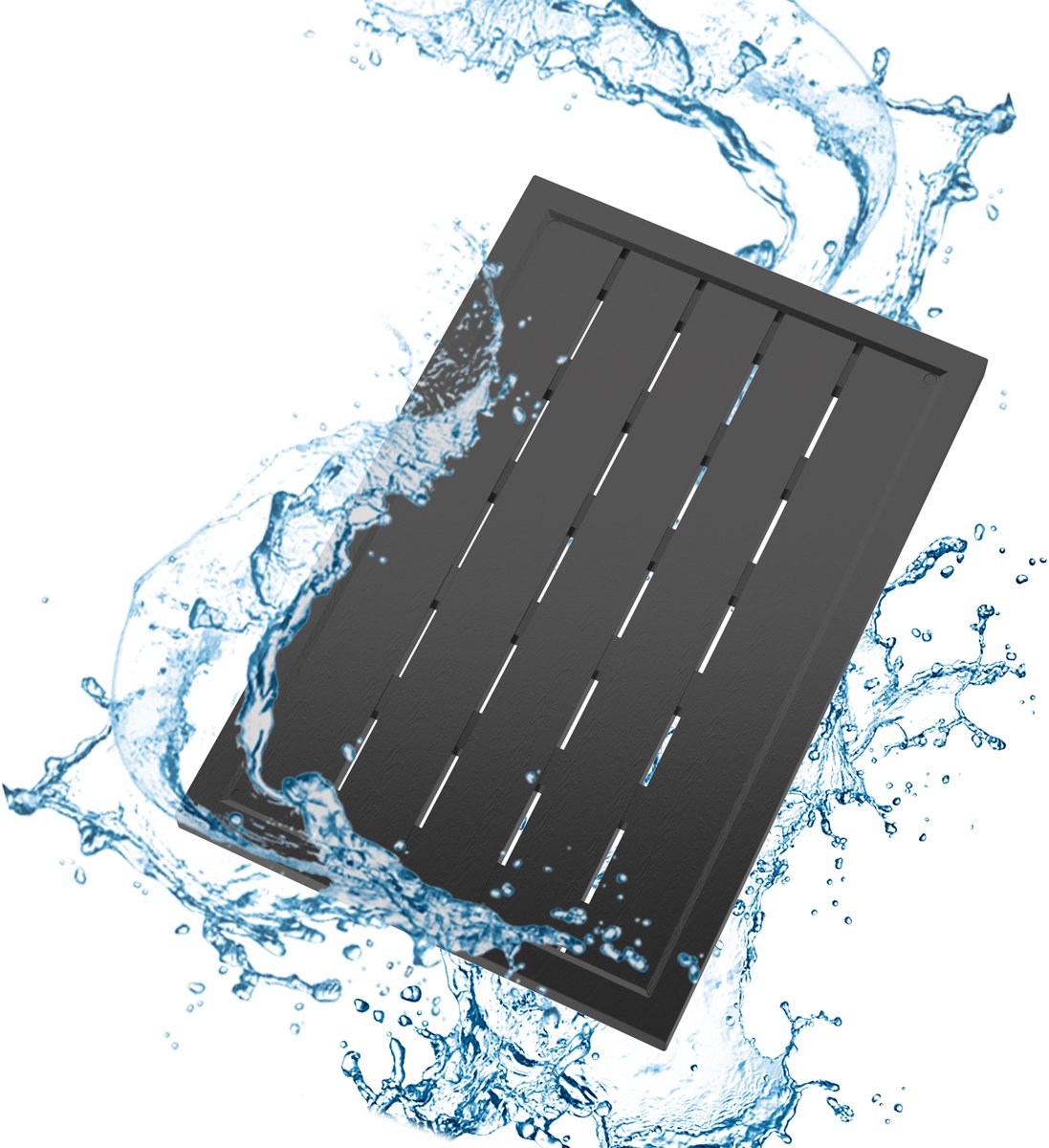 Aufun Doucheplatform - 100x65 cm - Antislip kunststof - Binnen en buiten - Voor tuindouche en sauna - Antraciet