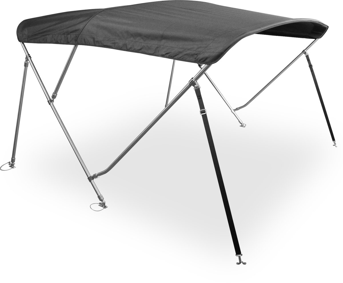 BREG Biminitop | RVS 3-boogs | Breedte 200 <> 213 cm - Hoogte 137 cm - Zwart doek