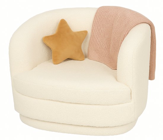 Chaise Teddy MISOU - enfant - Chaise Fluffy - Chaise enfant Teddy - Fauteuil - Teddy - Chaise Boucle - 41x45cm - Wit