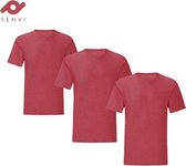Senvi 3 pack T-Shirts Ronde hals - Maat M - Kleur: Rood Mêlee