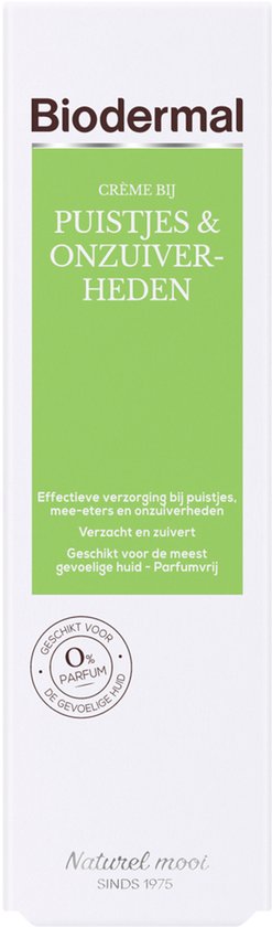 Biodermal Crème bij puistjes en onzuiverheden - Dagcrème – Puistjes crème - 30ml
