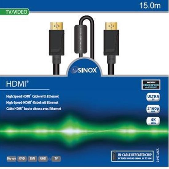 -4K60Hz HDMI kabel met Ethernet en HDR - HDMI versie 2.0b - 15 meter | bol.com