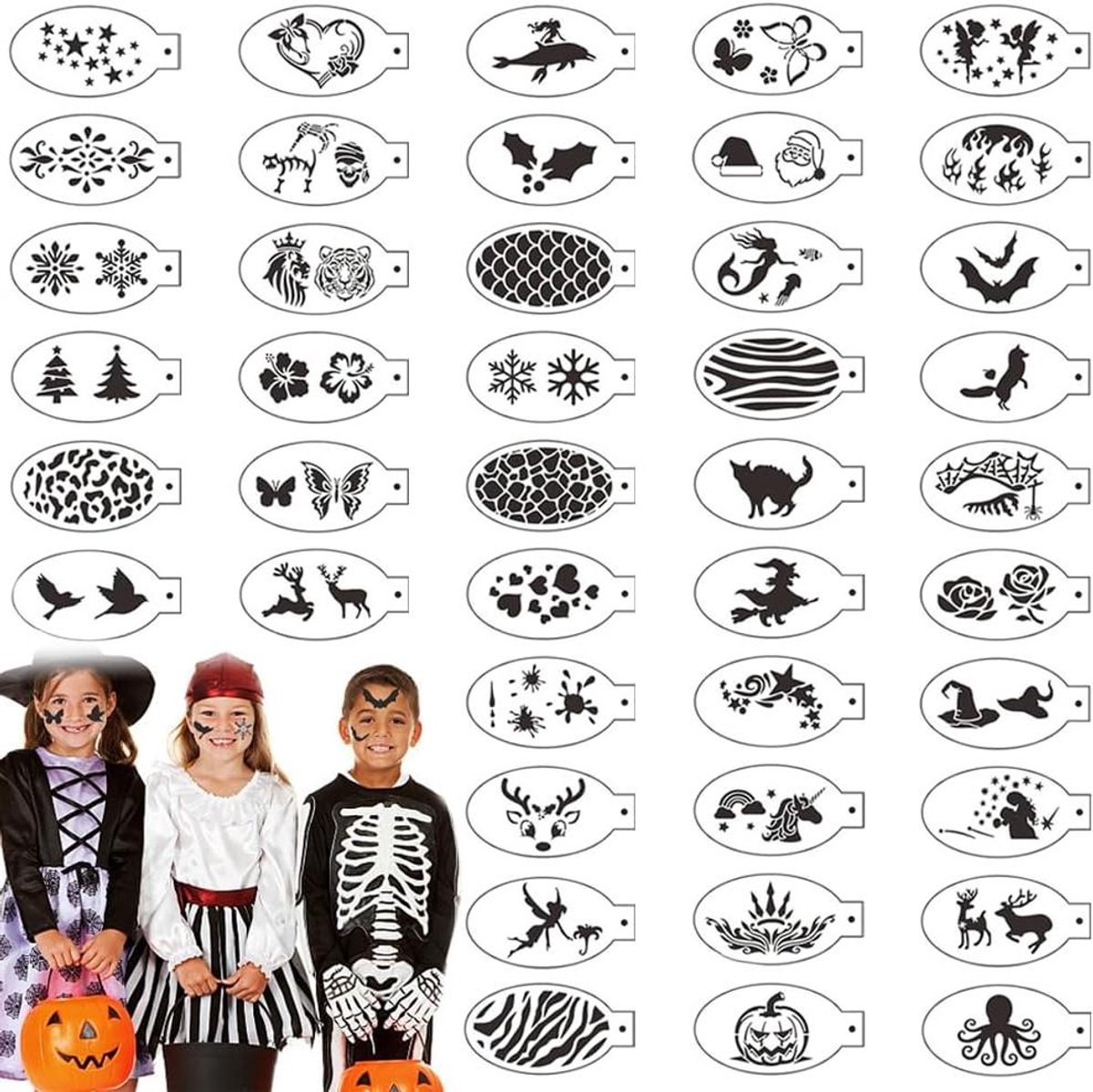 42 stuks herbruikbare gezichtsschildersjablonen voor vakantiefeest muur hout kleding meubelkunst