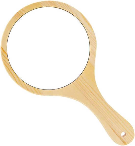 Beaupretty Friseur Handspiegel Aus Holz - 2er Set, Rund Mit Holzgriff Für Salon & Unterwegs