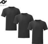 Senvi 3 pack T-Shirts Ronde hals - Maat 5XL - Kleur: Zwart