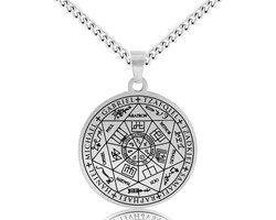 Beschermengelen Ketting Zilverkleurig - 7 Engelen Talisman / Medalion - Aartsengel - Engelen Hanger - 60cm