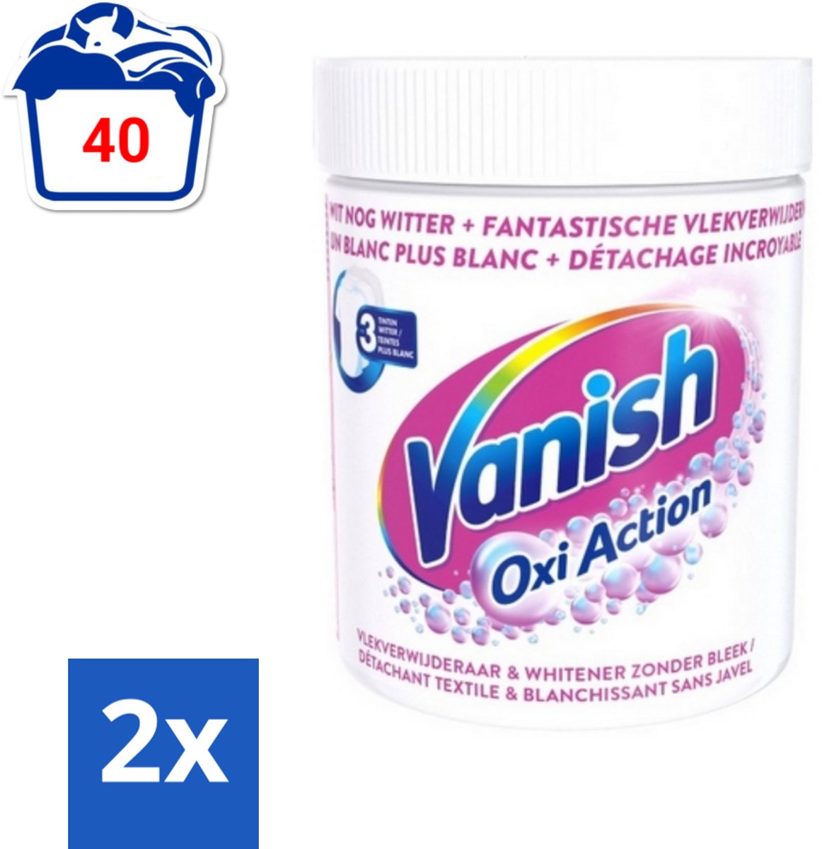 Vanish Oxi Action - Vlekkenverwijderaar Poeder - Zonder Bleek - Witte Was - 550 Gram - Voordeelverpakking - 2 stuks