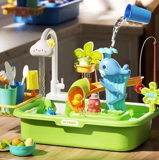 LiasToys groene watertafel - Met 23-delig accessoireset - Waterspeelgoed voor kind - Activiteitentafel met water voor de tuin / buiten