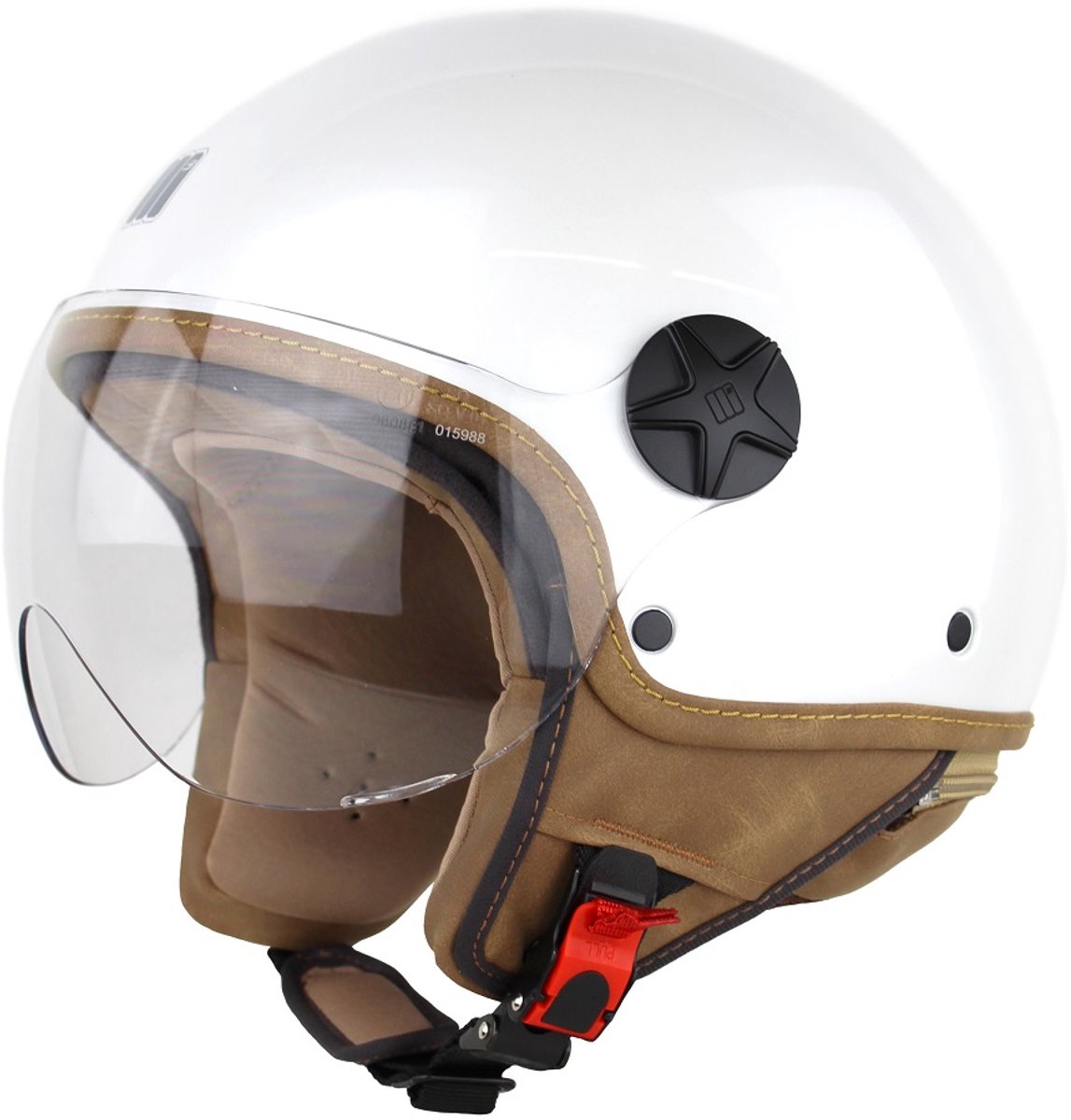 Motocubo Ant - Jethelm met Vizier - Geschikt als Scooter Brommer Motor Snorfiets helm - maat XL - Parel Wit - ECE 22.06 goedgekeurd