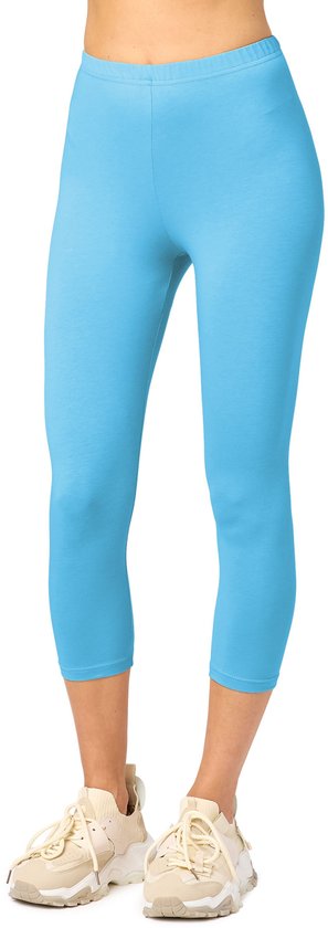 Merry Style MS-MS10-199-LE Dames Capri Leggings - Sport - Vrijetijdsbroek - 3/4 Lengte - Katoen - Sporbroek - Yogabroek - Turquoise - M