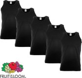 5 Pack Fruit of the Loom Valueweight Sportshirt-Onderhemd Zwart Maat XL