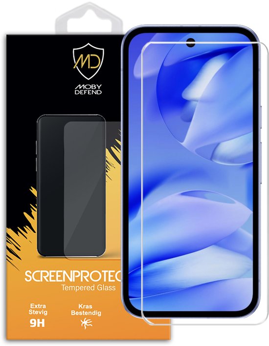 MobyDefend Screenprotector - Geschikt voor Google Pixel 9a - Case-Friendly Screensaver - Gehard Glas