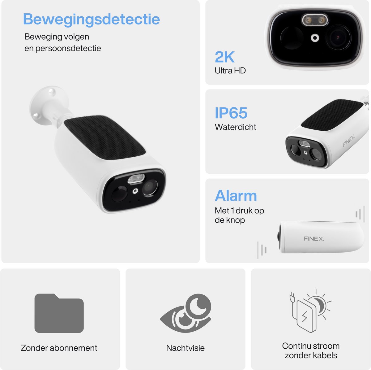 Afbeelding 3 van Finex Draadloze Beveiligingscamera - Inclusief SD-kaart (64GB) - Solar Camera - Buiten camera met zonnepaneel - Bewakingscamera voor buiten - Beveiligingscamera buiten - 2K Ultra HD - Met wifi en app