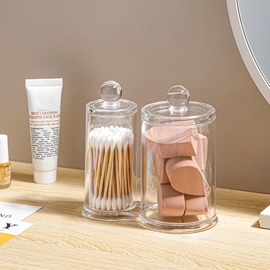 Make-up/pennen sorteer organizer - rond draaibaar bakje - 20 x 15 cm - bamboe - warenhuis