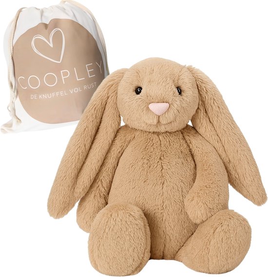 Verzwaringsknuffel 2Kg - Verzwaarde Knuffel - Coco Konijn - Weighted Stuffed Animal - Sensorisch Speelgoed - Voor Kinderen En Volwassenen - Bruin - Met Canvas Opbergtas