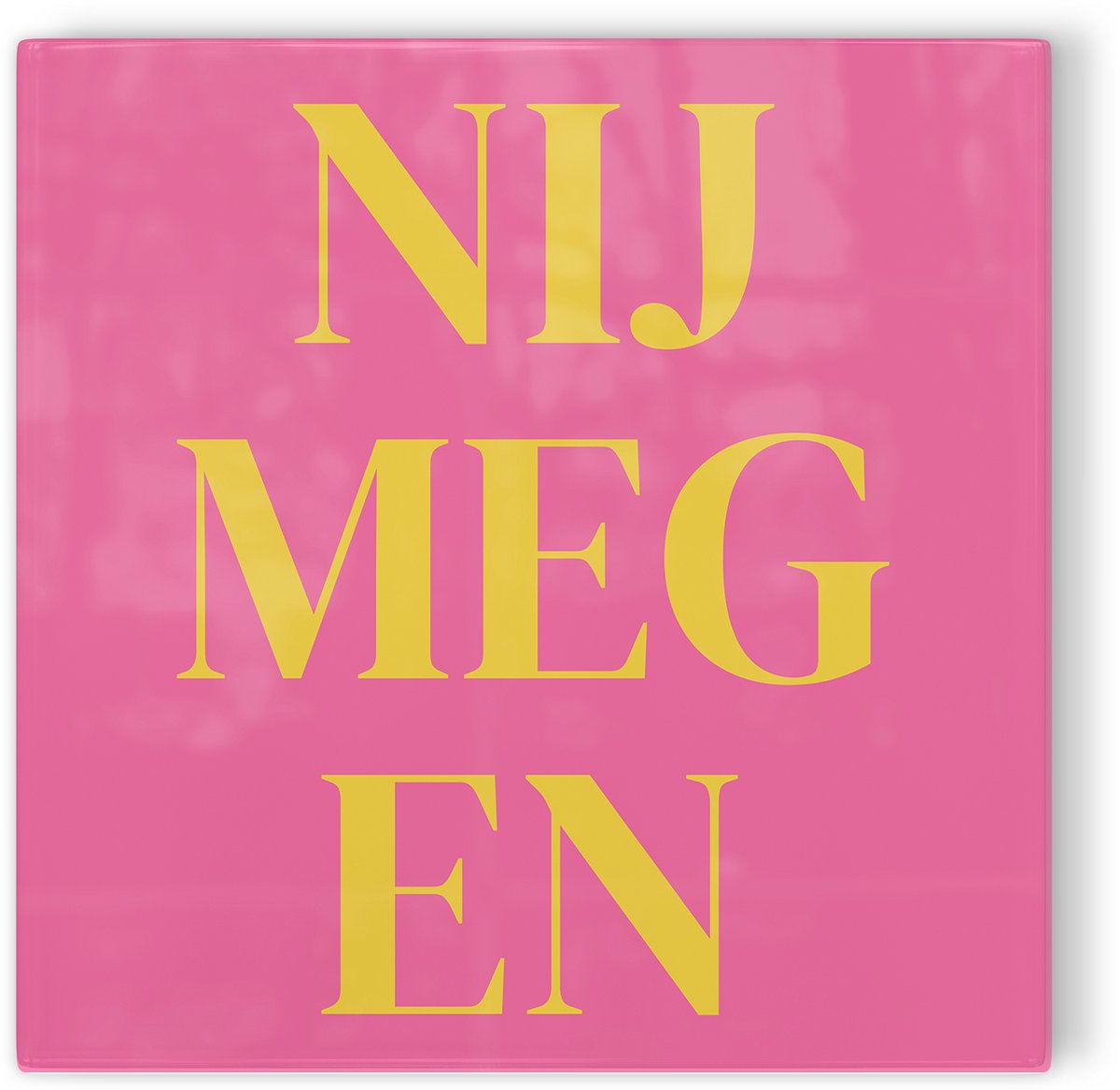Tegeltje Nijmegen - roze geel - tegeltje stad - tegeltje met tekst