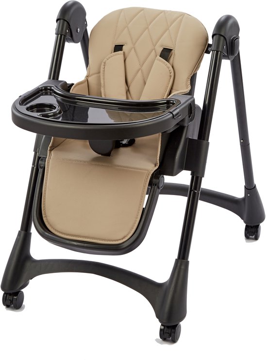 Bebies First Inklapbare Kinderstoel/ Peuterstoel - Compact Inklapbaar & meerdere Standen - Inclusief 5-puntsgordel & Afneembaar Eetblad - Clay van Bebies First — afbeelding 4